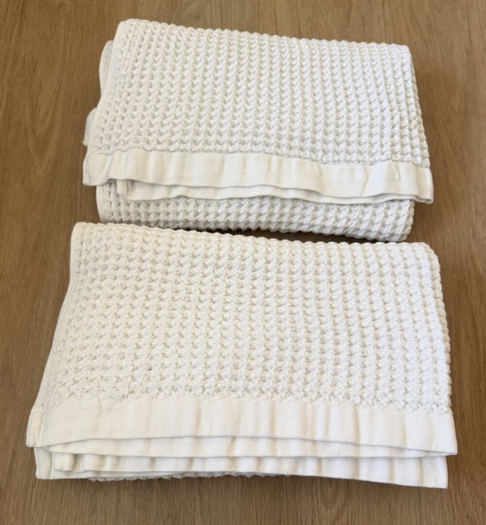 ONSEN Waffle Set Of 2 Bath Towels Supima Cotton Color White